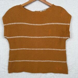 Madewell Sweater Womens Small Mustard Yellow Striped Button Back Knit